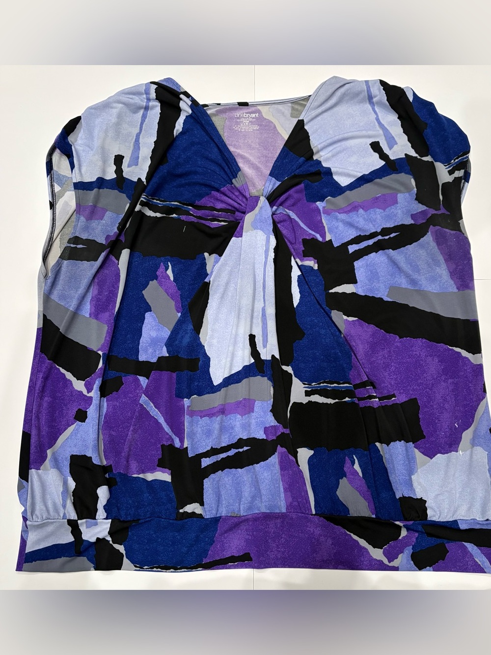 Lane Bryant Abstract Purple & Blue Twist-Front V-Neck Tunic